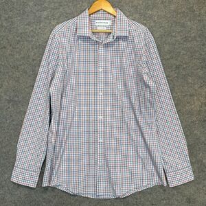 Mizzen & Main Leeward Performance Button Shirt Mens 2XL Trim Fit Red Blue Plaid